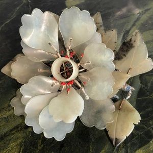 Vintage Jade floral sculpture/candleholder coffee table decor